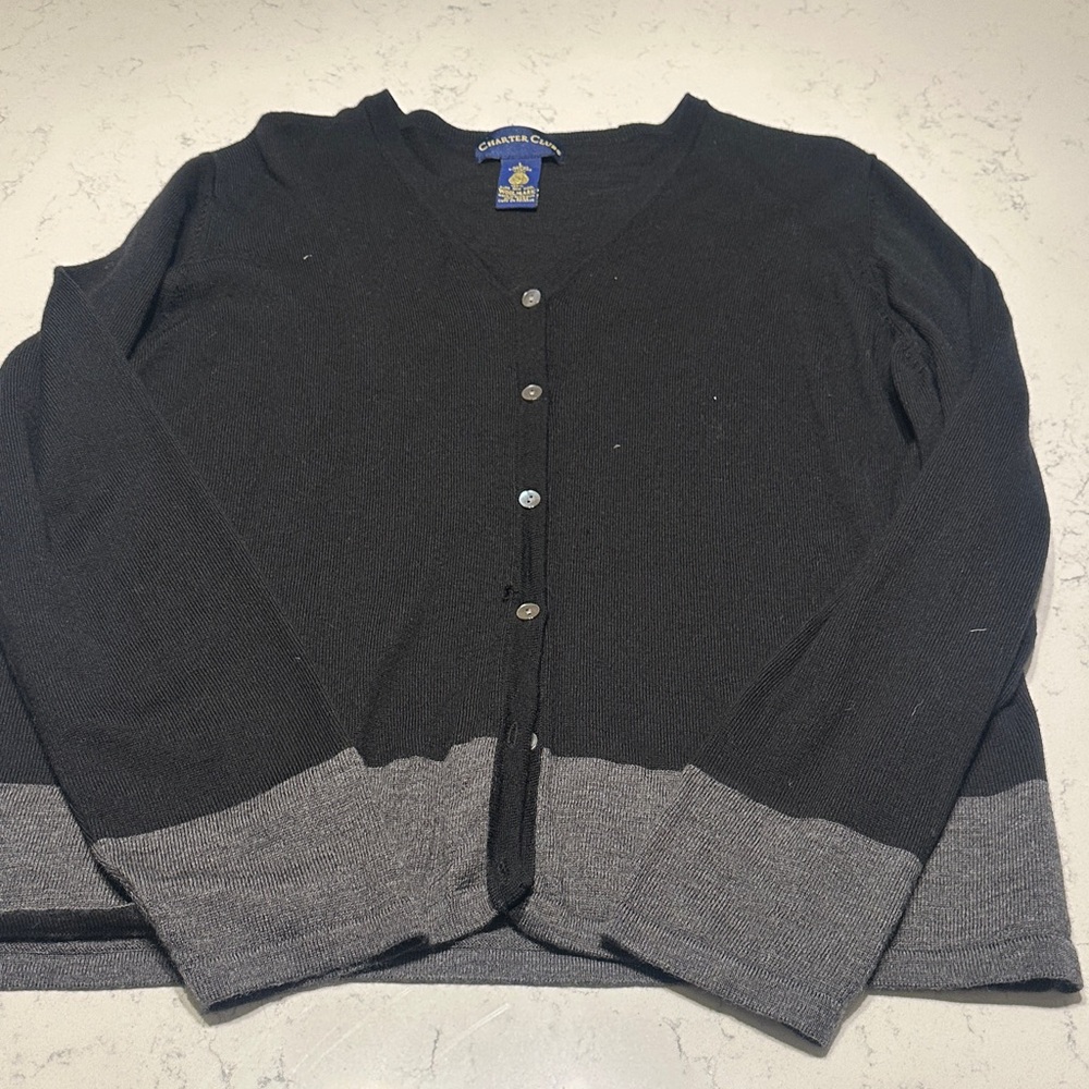 Charter Club Men's Cardigan in Black and Gray